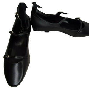 NEW A. SOLIANI Nola Buckle Mary Jane Dress Shoes Flats Black Leather Size 8